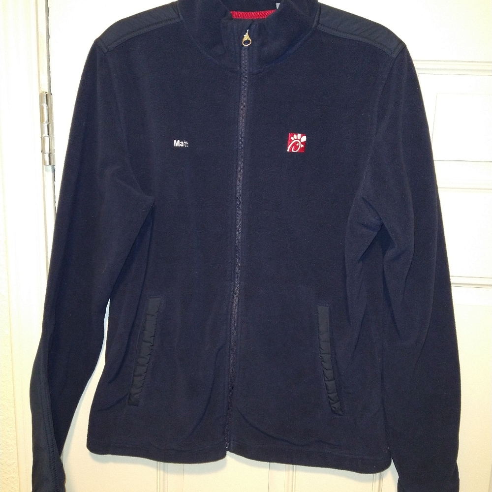 Oobe Chick fil A Team Style Blue Full Zip Fleece Jacket Men's sz Medium.